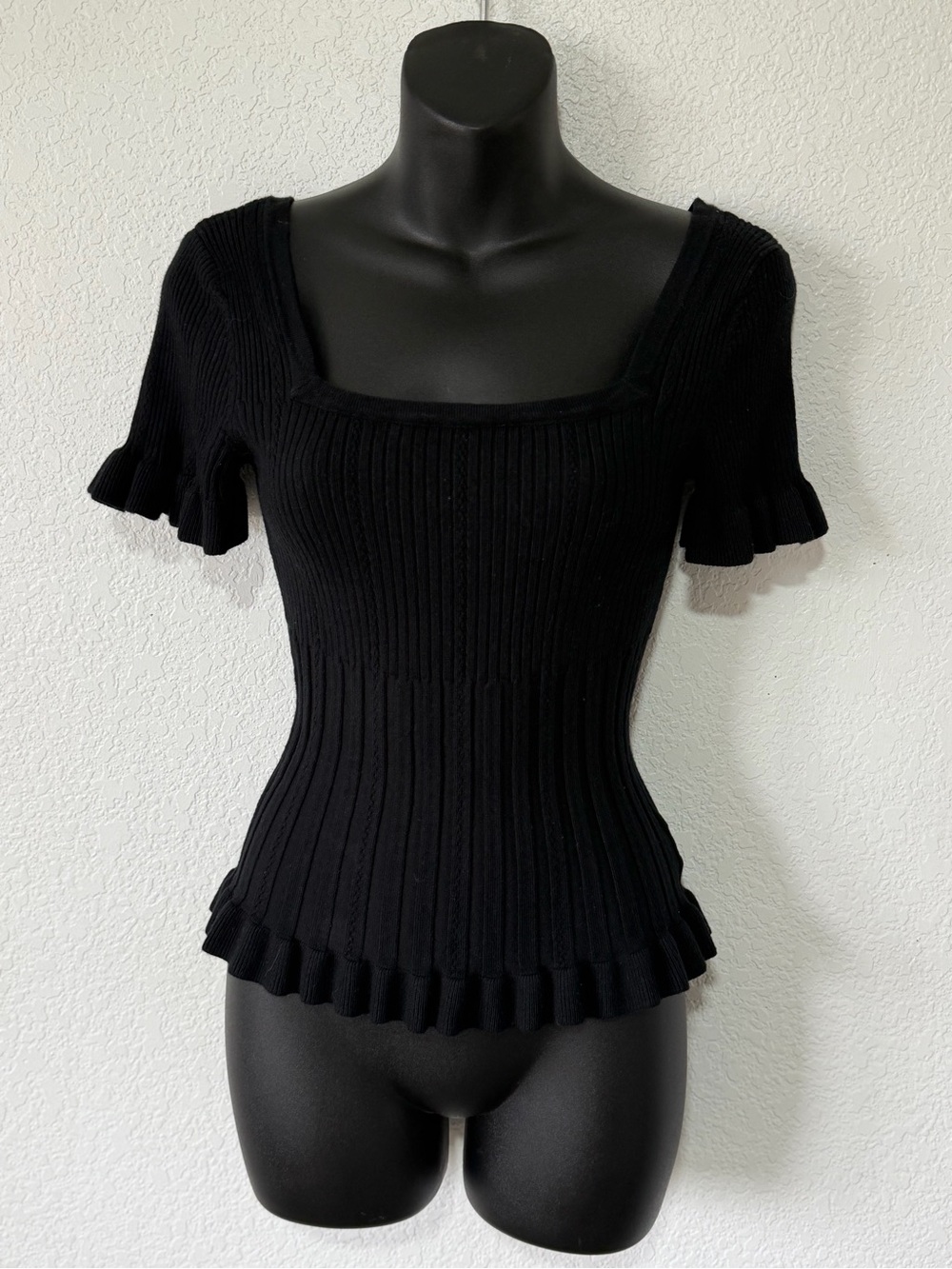 Dollette Black Square Neck Ribbed Top 🖤
